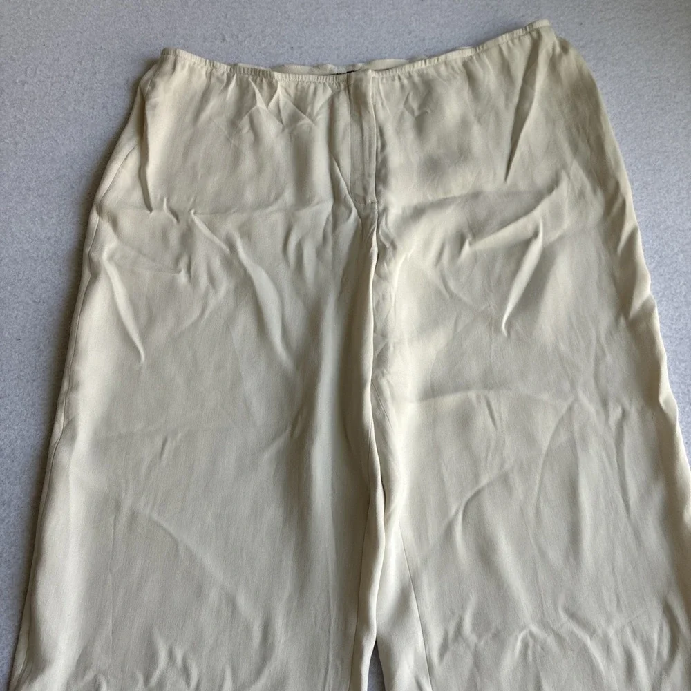 Eileen Fisher Silk Georgette Crepe Pants Womens XL Luxe Trouser Wide Leg *FLAW*